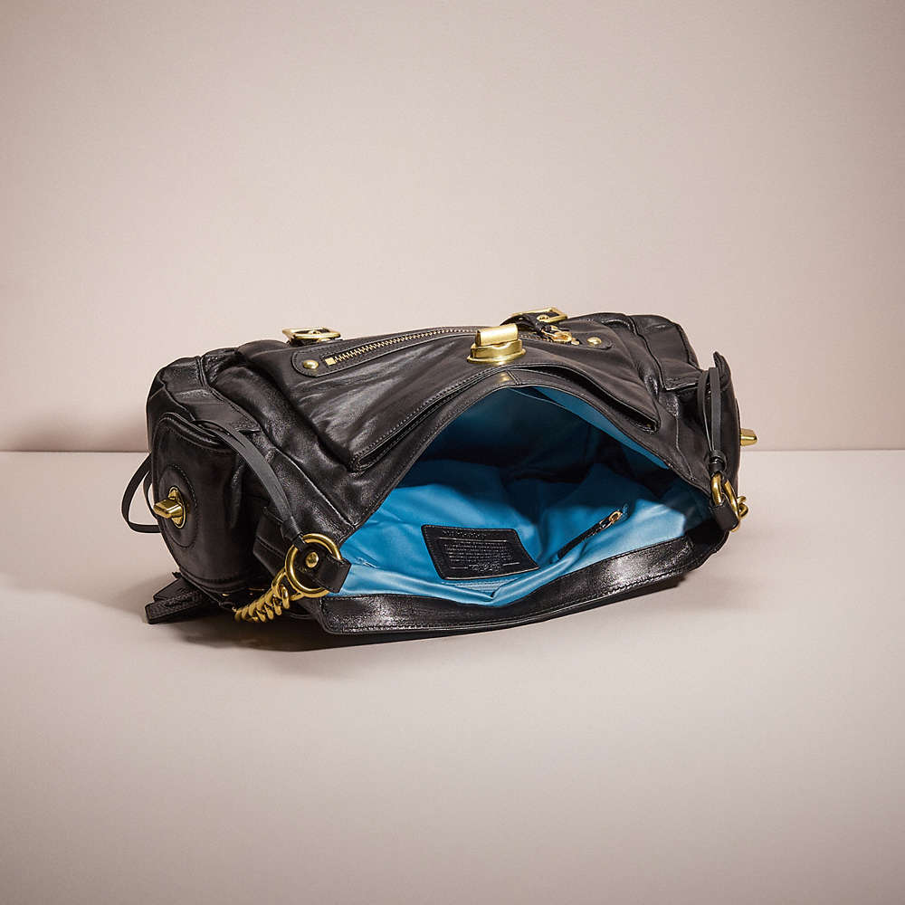 Shop Coach Upcrafted Sydney Flap Shoulder Bag In Brass/black