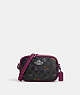 COACH®,MINI JAMIE CAMERA BAG IN SIGNATURE CANVAS WITH COUNTRY FLORAL PRINT,Mixed Material,Silver/Graphite/Deep Berry,Front View