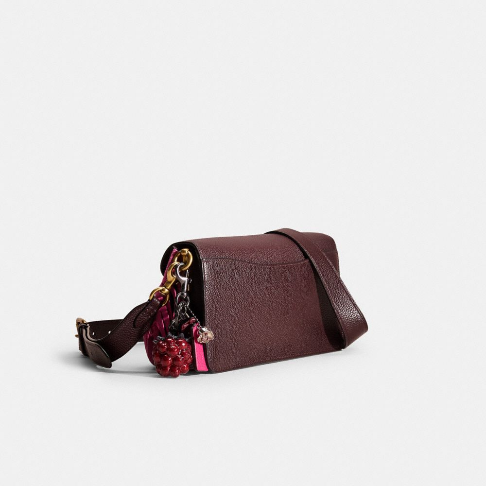 COACH®,Upcrafted Tabby Shoulder Bag 26,Leather,Shoulder Bag,3D Embellishment,Logo,Metal,Fringe,Compact,Gold Metal,Day Party,Brown,Angle View