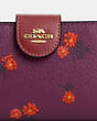 COACH®,MEDIUM CORNER ZIP WALLET WITH COUNTRY FLORAL PRINT,Mixed Material,Mini,Gold/Deep Berry Multi