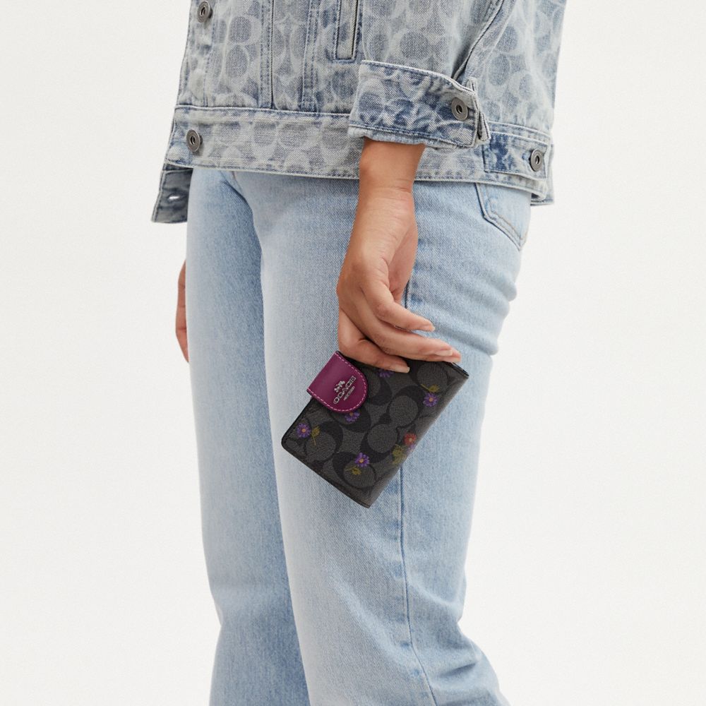 COACH®  Medium Corner Zip Wallet With Floral Cluster Print