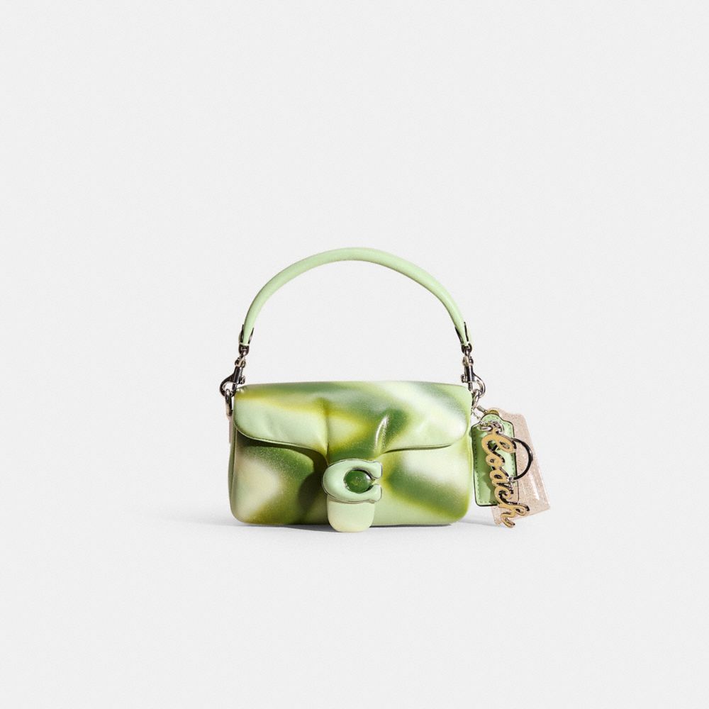 COACH®,UPCRAFTED PILLOW TABBY SHOULDER BAG 18,Mini,Silver/Pale Pistachio,Front View