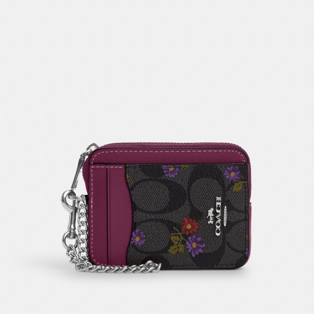 Zip Card Case In Signature Canvas With Country Floral Print