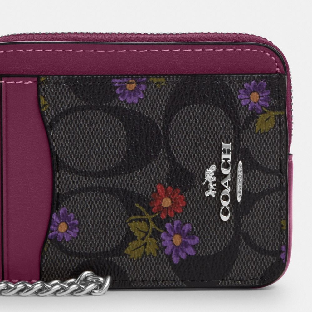 COACH®  Zip Card Case In Signature Canvas With Country Floral Print