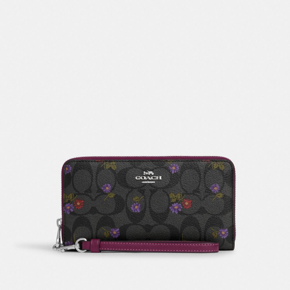 COACH®  Long Zip Around Wallet In Signature Canvas With Country Floral  Print