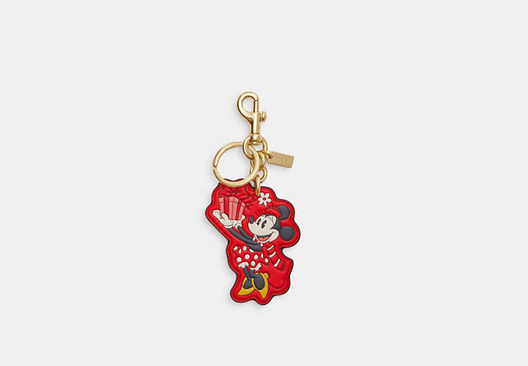 COACH®,DISNEY X COACH MINNIE MOUSE BAG CHARM,Other,Gold/Electric Red,Front View