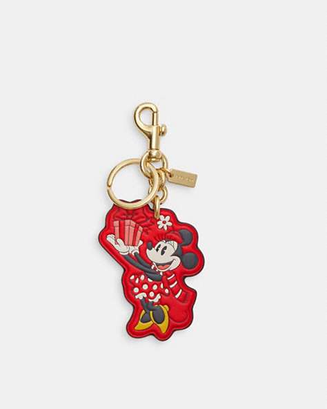 COACH®,DISNEY X COACH MINNIE MOUSE BAG CHARM,Other,Gold/Electric Red,Front View