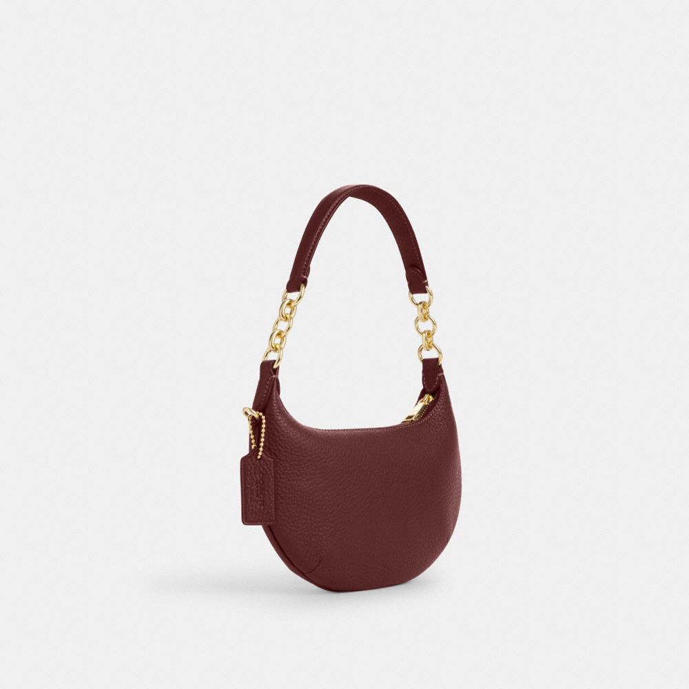 COACH®,MINI PAYTON,Pebbled Leather,Mini,Gold/Wine,Angle View