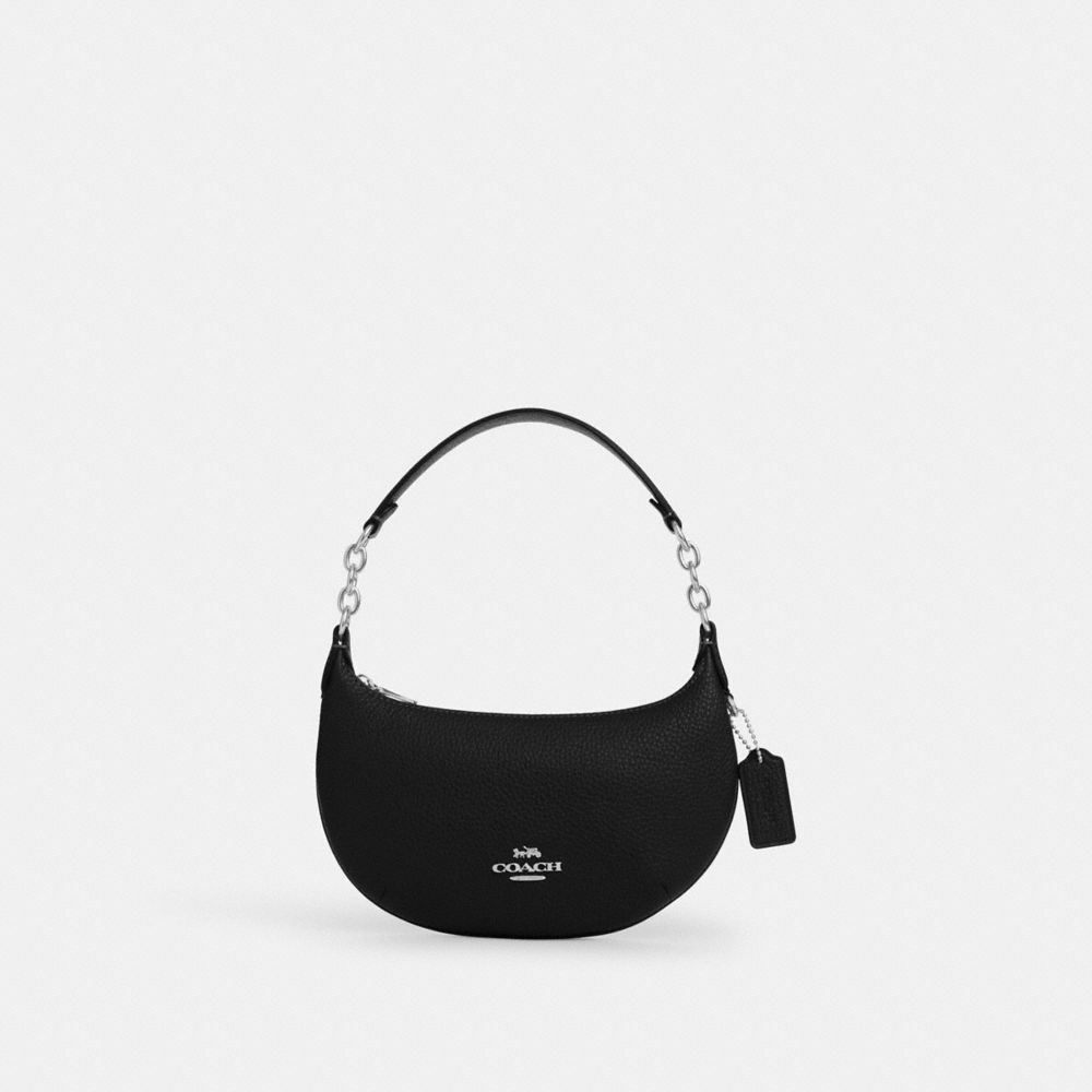 COACH®,MINI SAC PEYTON,Cuir,Argent/Noir,Front View