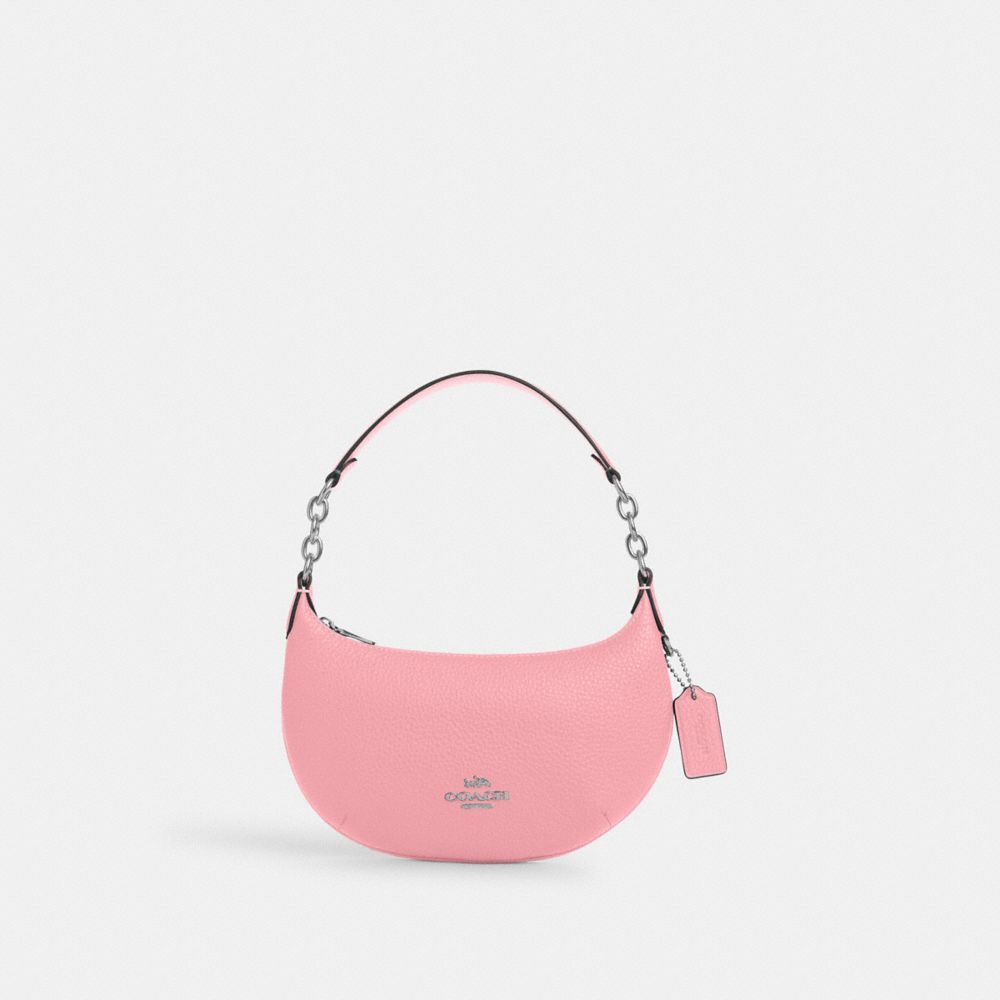 COACH®,MINI PAYTON,Leather,Mini,Silver/Flower Pink,Front View