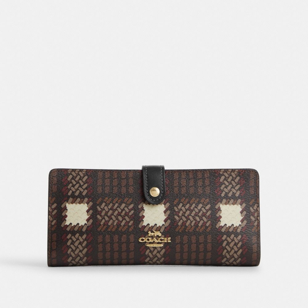 Coach plaid wallet new arrivals