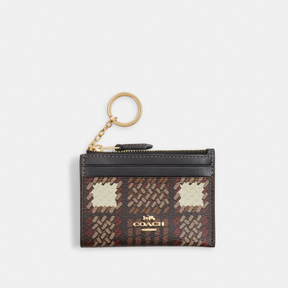 COACH®  Mini Skinny Id Case With Brushed Plaid Print