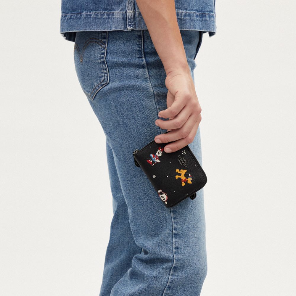 COACH® | Disney X Coach Small Zip Around Wallet With Holiday Print