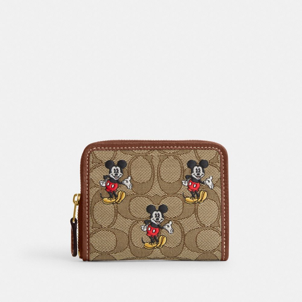 【DISNEY X COACH】スモール ジップ アラウンド ウォレット / シグネチャー ジャカード / ミッキーマウス プリント