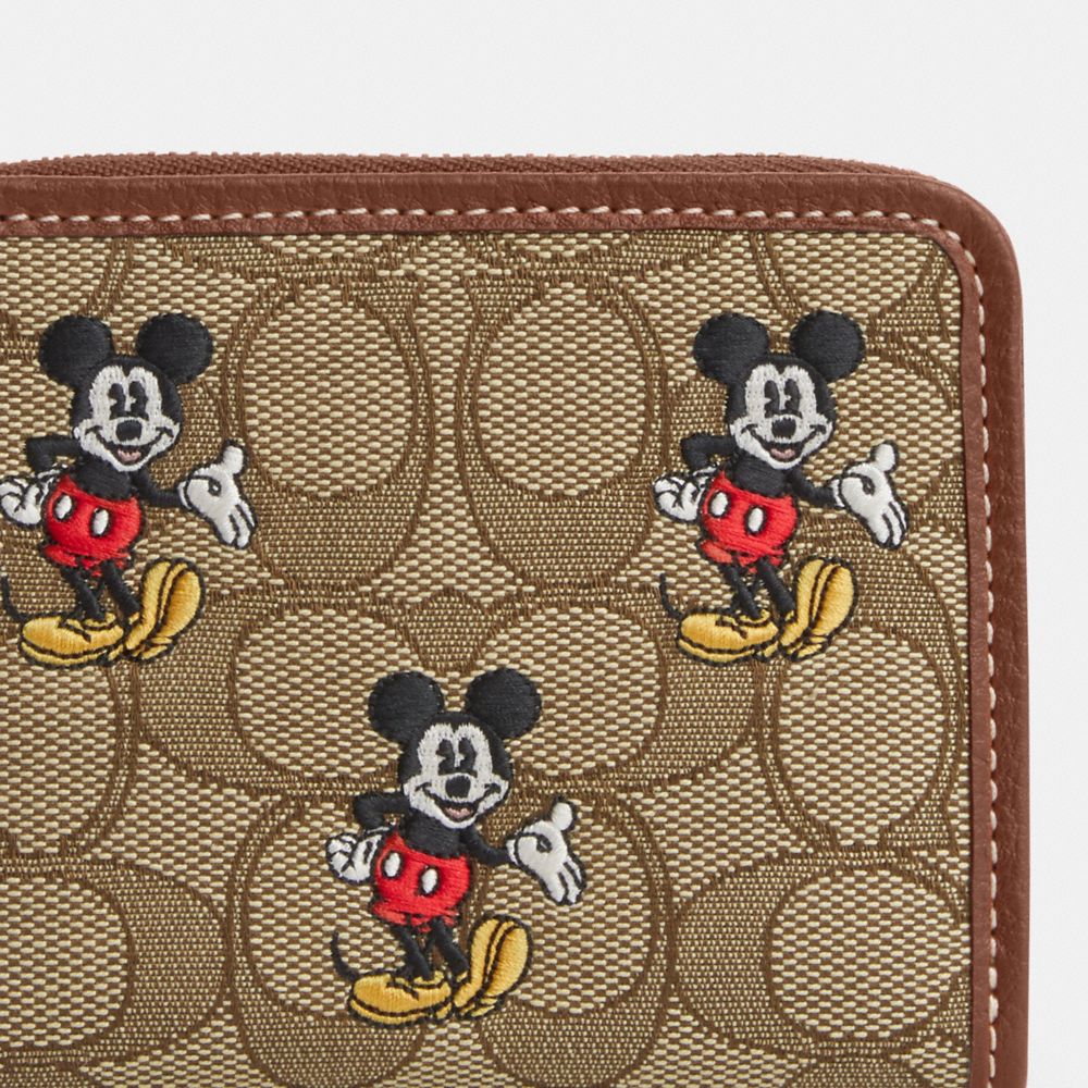 COACH x Disney Round Zip Long Wallet Mickey Mouse Cinderella Castle  Embroidery