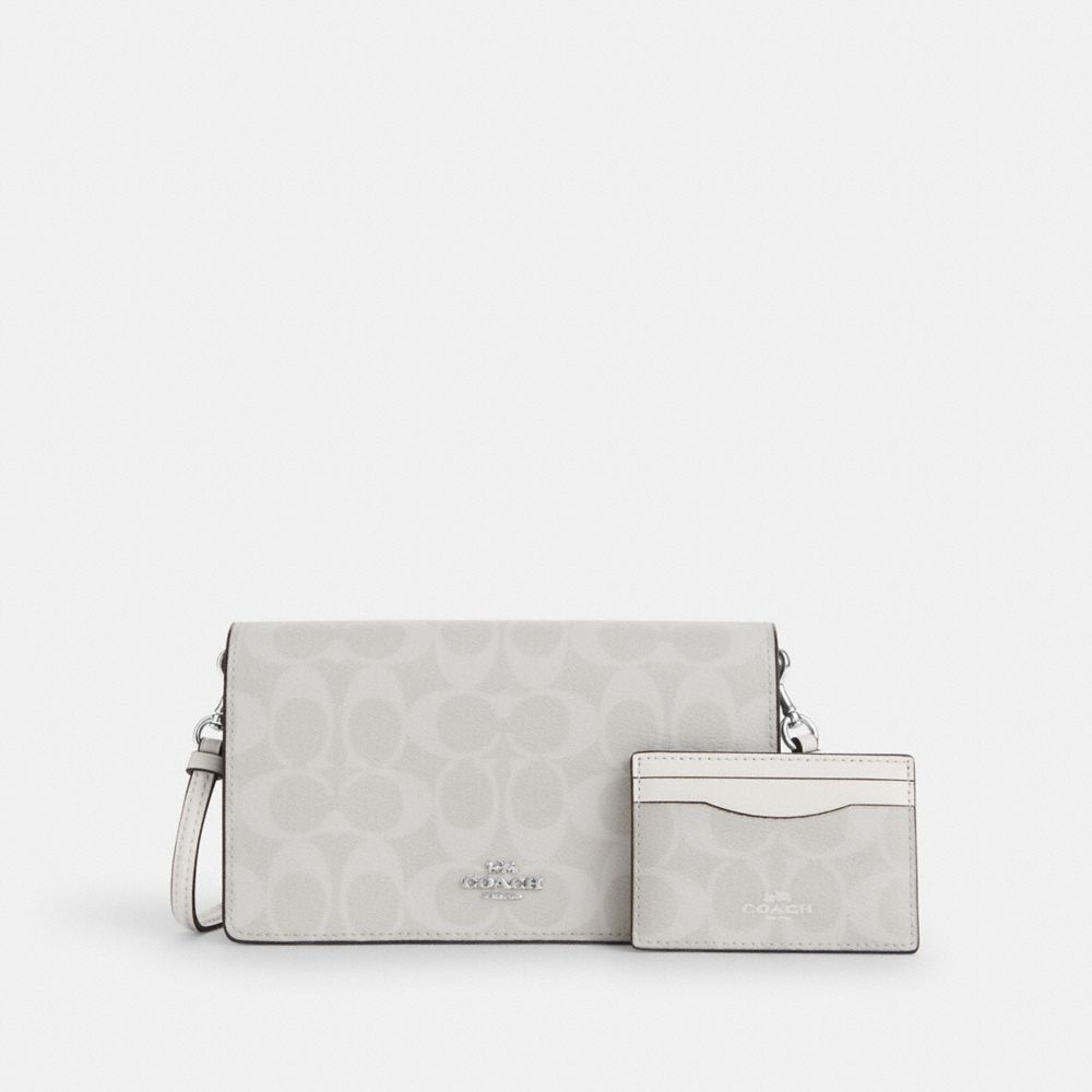 Small Clutch Bag Canvas White and Leather White