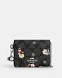 COACH®,BOXED MINI WALLET ON A CHAIN IN SIGNATURE CANVAS WITH SNOWMAN PRINT,Coated Canvas,Mini,Silver/Graphite/Black Multi,Front View