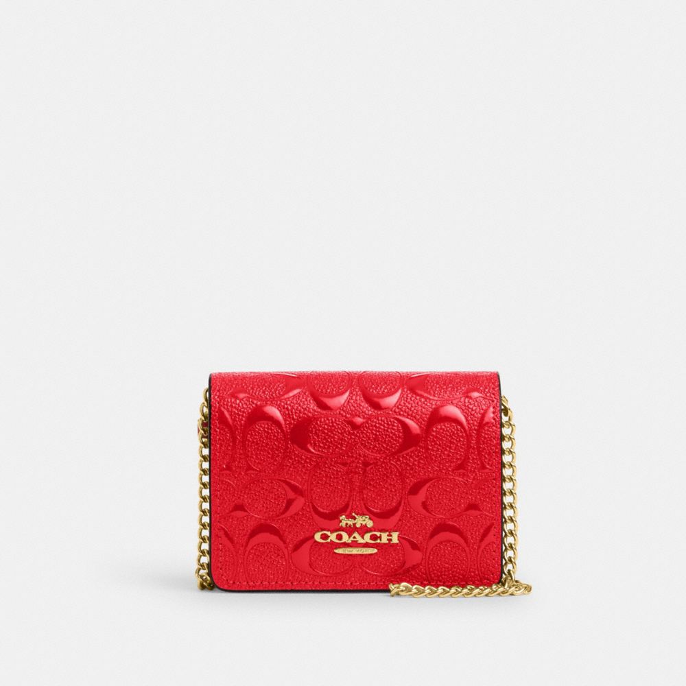 Coach Boxed Mini Wallet on A Chain in Signature Leather