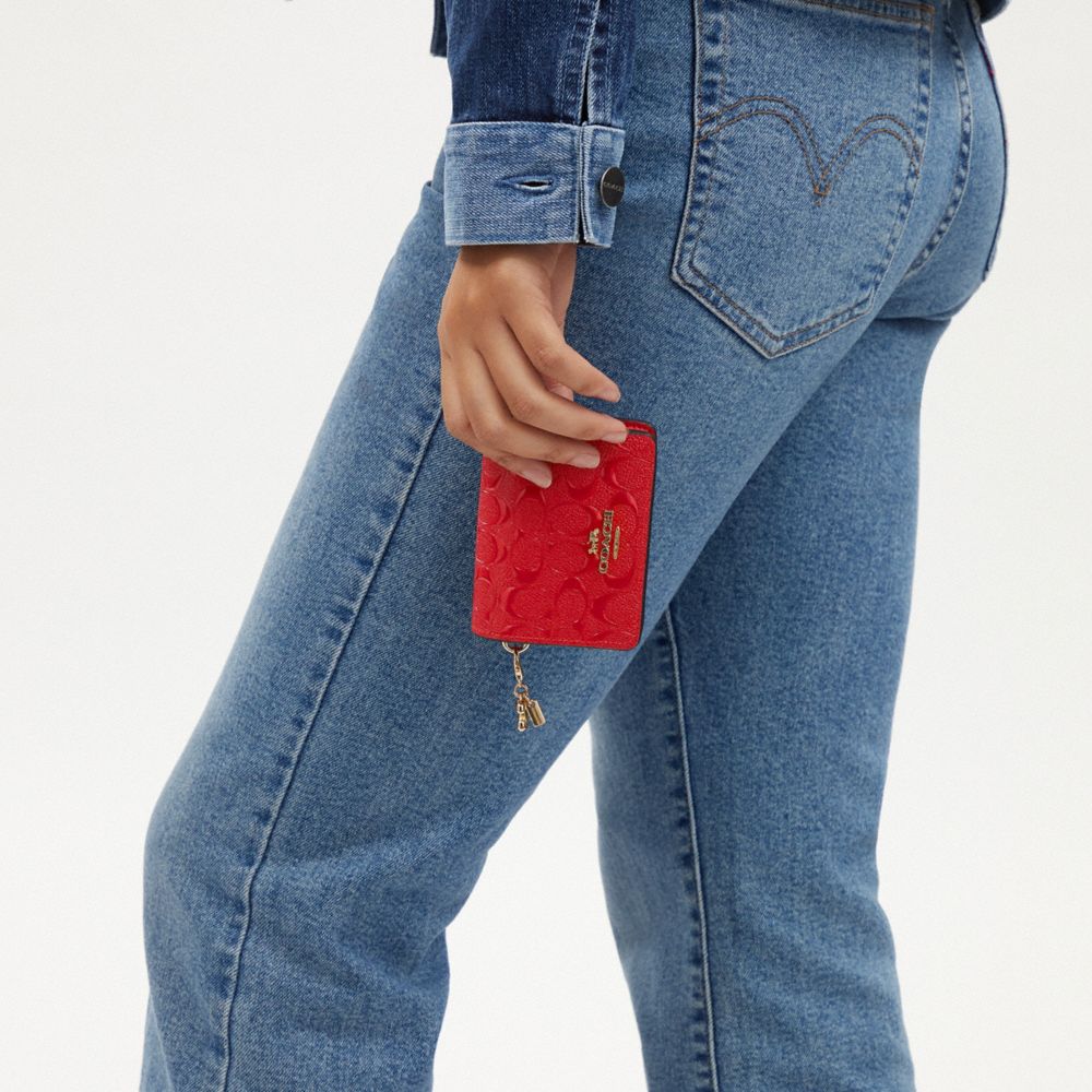 COACH®,Boxed Mini Wallet On A Chain In Signature Leather,,Detail View
