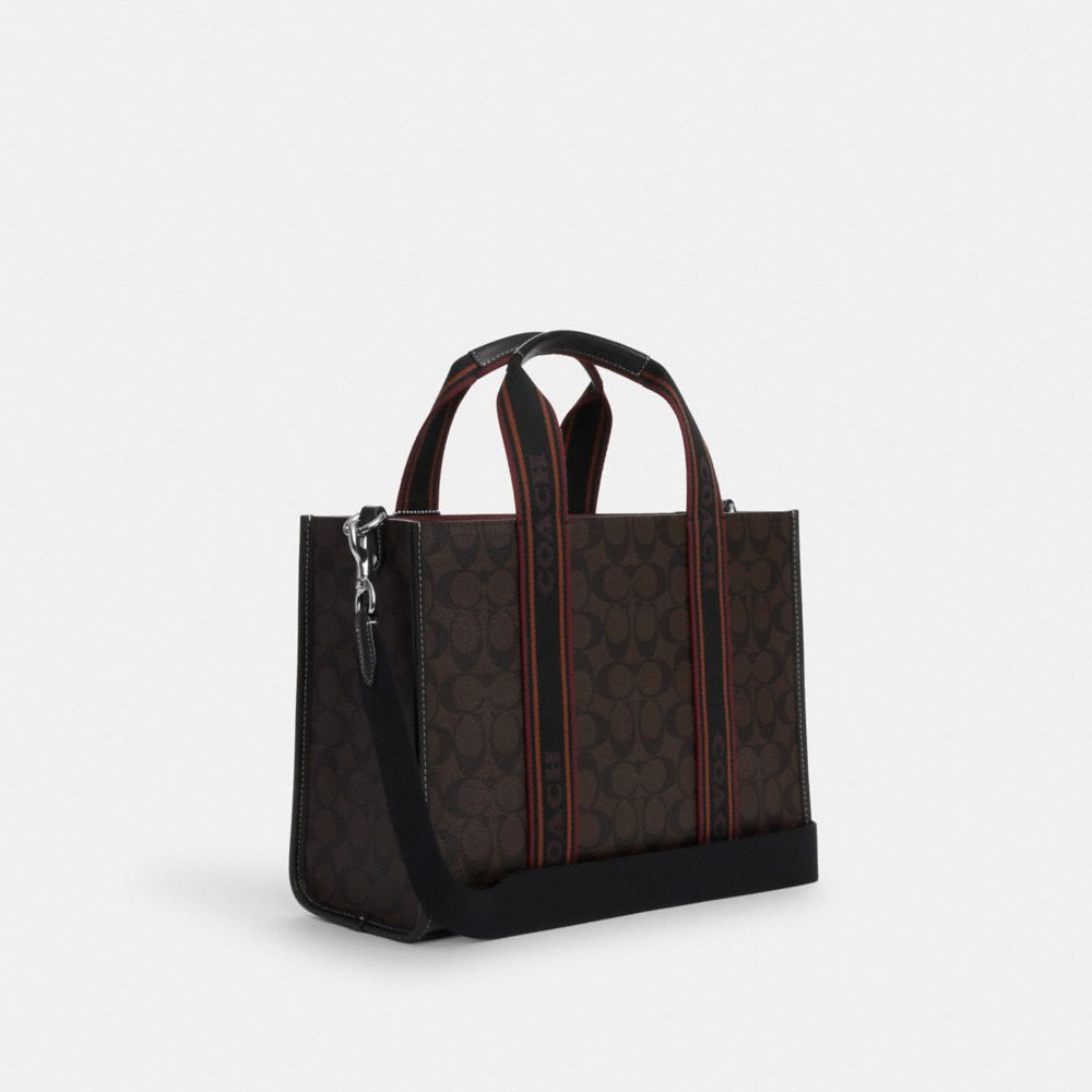 COACH®,SMITH TOTE BAG IN SIGNATURE CANVAS,Signature Canvas,Large,Silver/Brown Multi,Angle View