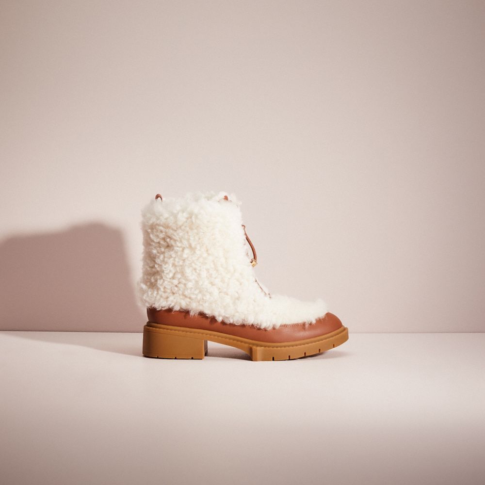 COACH®,RESTORED LEONA BOOT,Shearling,Honeygum,Front View