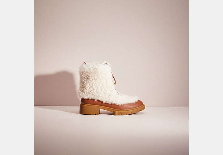 COACH®,RESTORED LEONA BOOT,Shearling,Honeygum,Front View