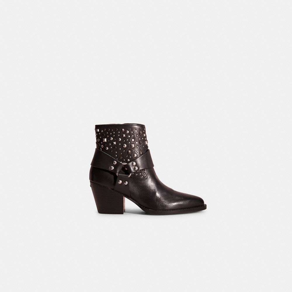 COACH®,RESTORED PIA WESTERN BOOTIE,Leather,Black,Front View