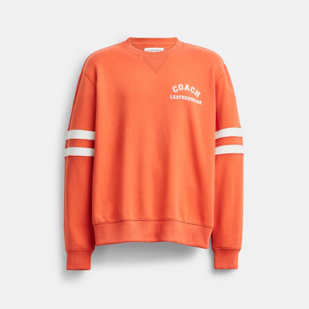 COACH®,VARSITY CREWNECK,cotton,Burnt Orange,Front View