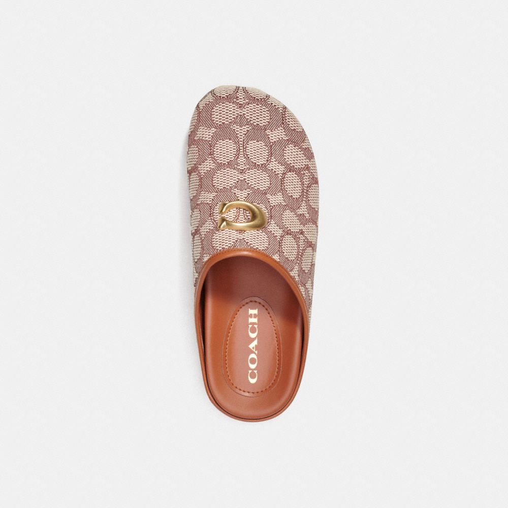 COACH®,HADLEY SLIPPER IN SIGNATURE TEXTILE JACQUARD,Cocoa/Burnished Amber,Inside View,Top View