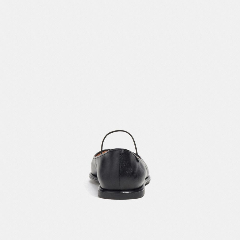 COACH®,Emilia Mary Jane,Rubber,Lining Leather,Leather,Ballet Flats,Foam,Logo,Metal,Cushioned,Traction,Work,Black,Alternate View