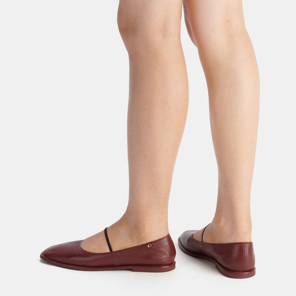 COACH®,EMILIA MARY JANE,Cuir,Rouge vin,Detail View