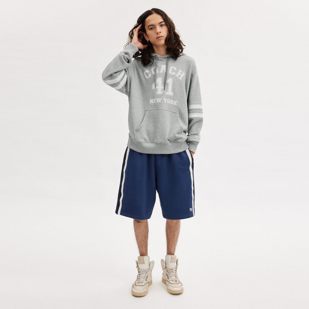 COACH®,VARSITY HOODIE,cotton,Heather Grey,Scale View