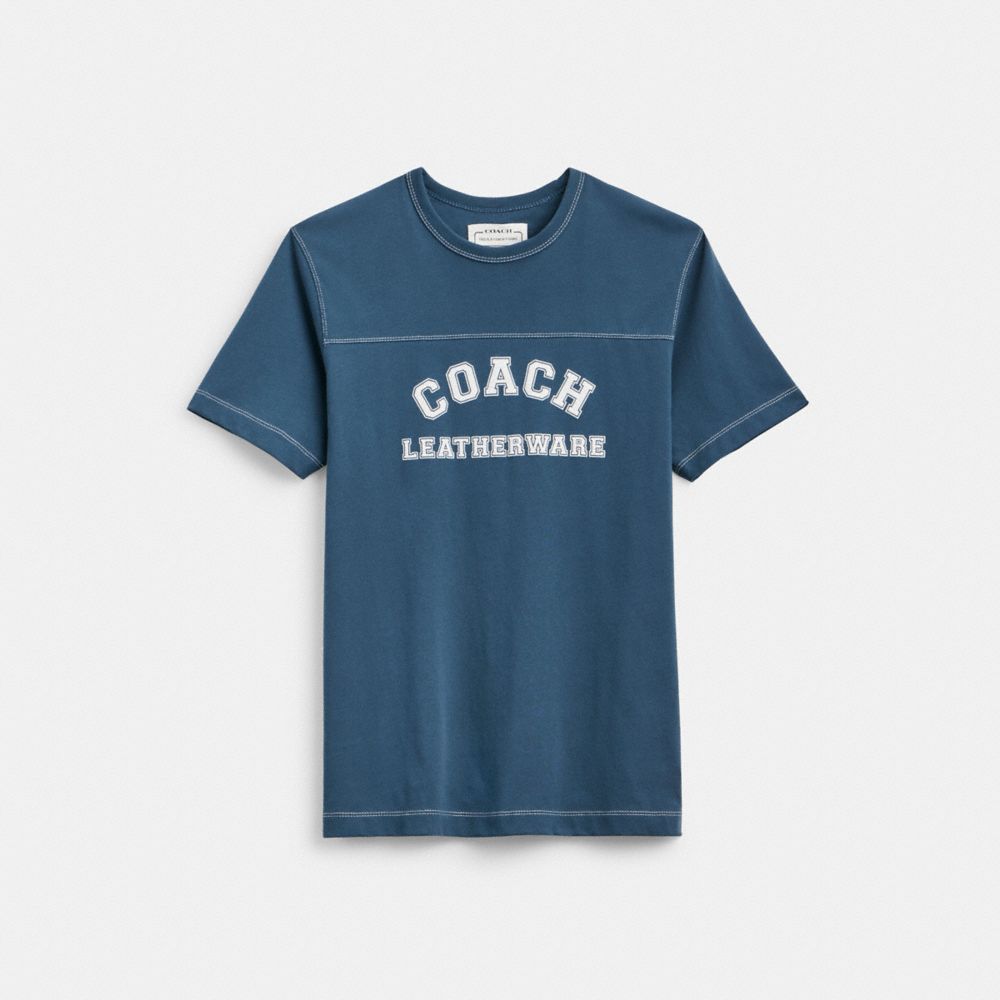 COACH®,VARSITY T-SHIRT,cotton,Navy,Front View