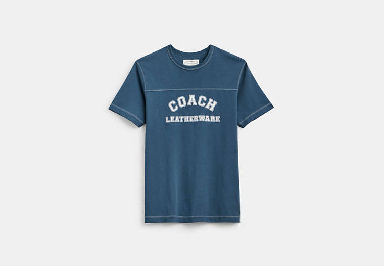 COACH®,VARSITY T-SHIRT,cotton,Navy,Front View image number 0