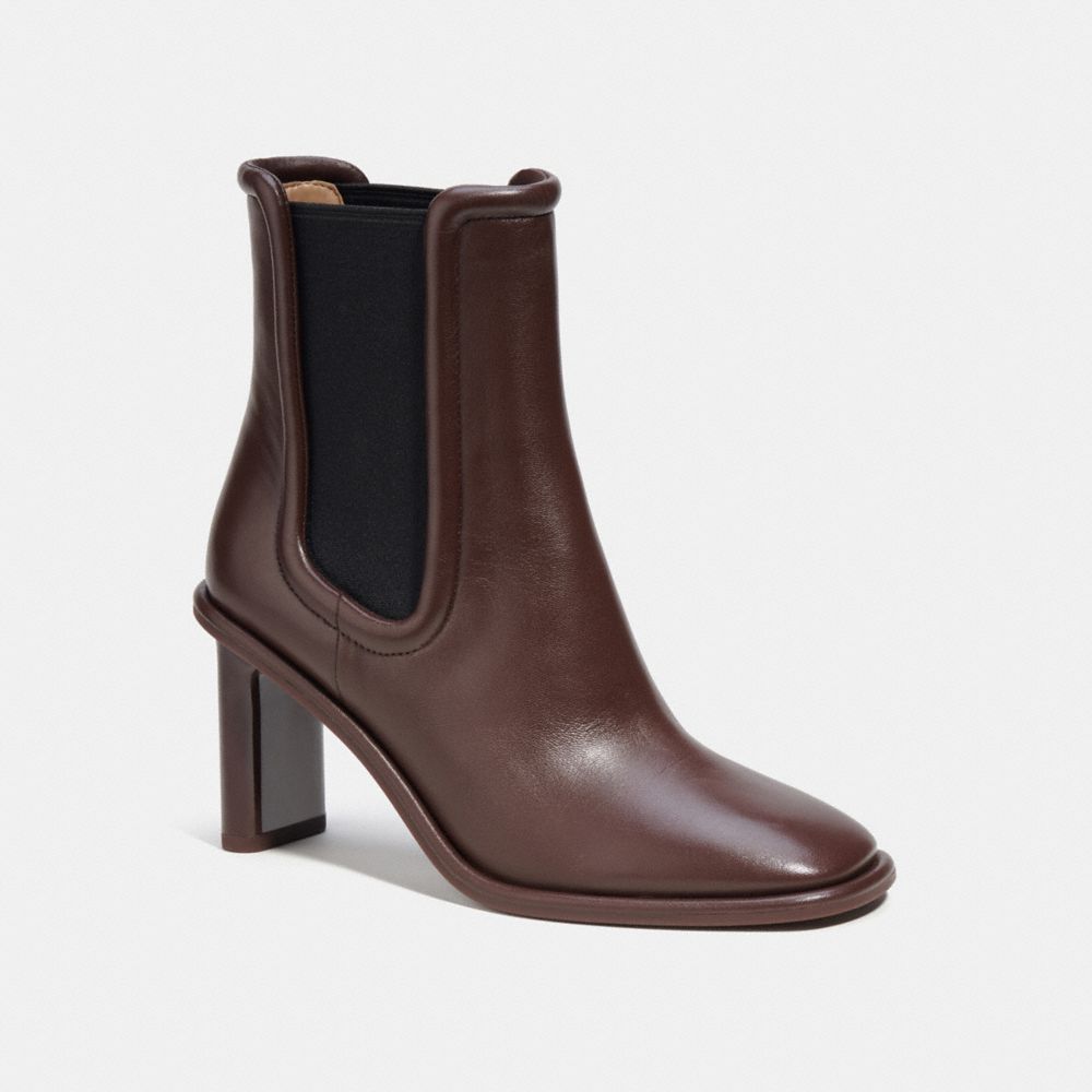 COACH®,GENEVA BOOTIE,Leather,Maple,Front View