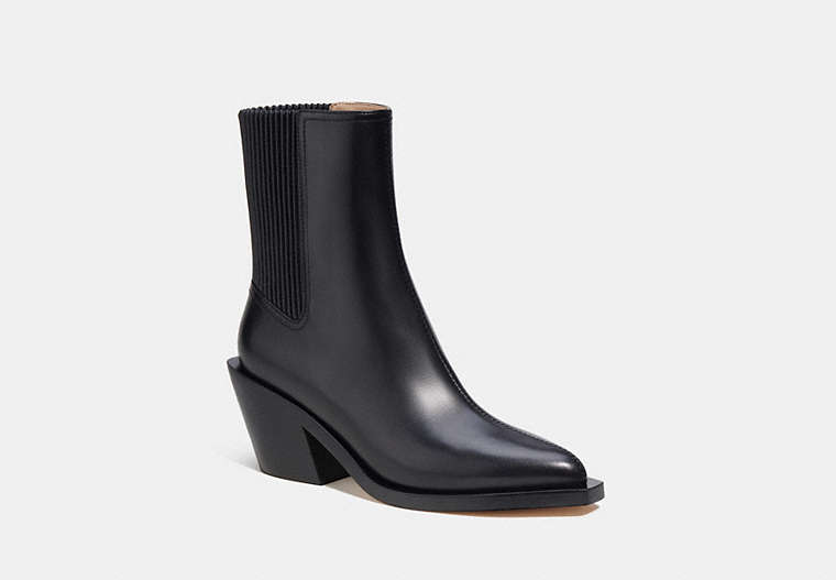 COACH®,PRESTYN BOOTIE,Leather,Black,Front View