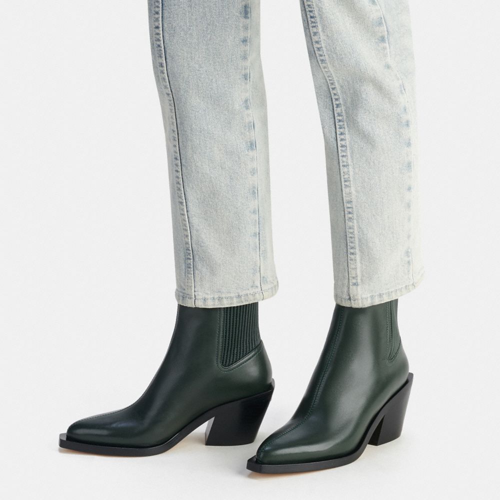 COACH®,Prestyn Bootie,Lining Leather,Leather,Bootie,Day Party,Teal,Detail View