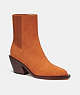 COACH®,PRESTYN BOOTIE,Suede,Burnished Amber,Front View
