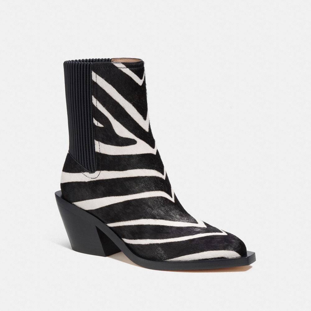 COACH®,PRESTYN BOOTIE,Haircalf,Zebra,Front View