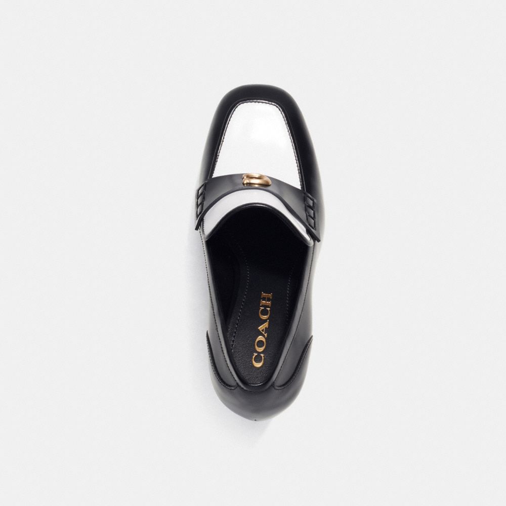 COACH®,ILYSE PLATFORM LOAFER,Cuir,Noir/Blanc optique,Inside View,Top View