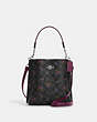 COACH®,MOLLIE BUCKET BAG 22 IN SIGNATURE CANVAS WITH COUNTRY FLORAL PRINT,pvc,Silver/Graphite/Deep Berry,Front View