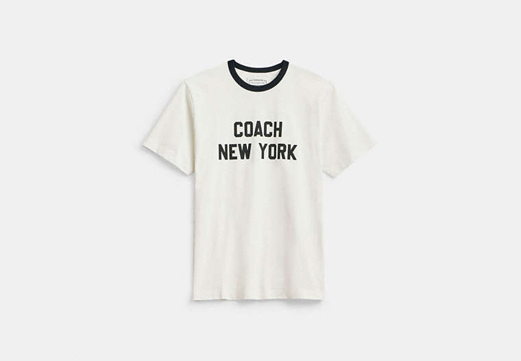 COACH®,COACH NEW YORK T-SHIRT,cotton,White,Front View