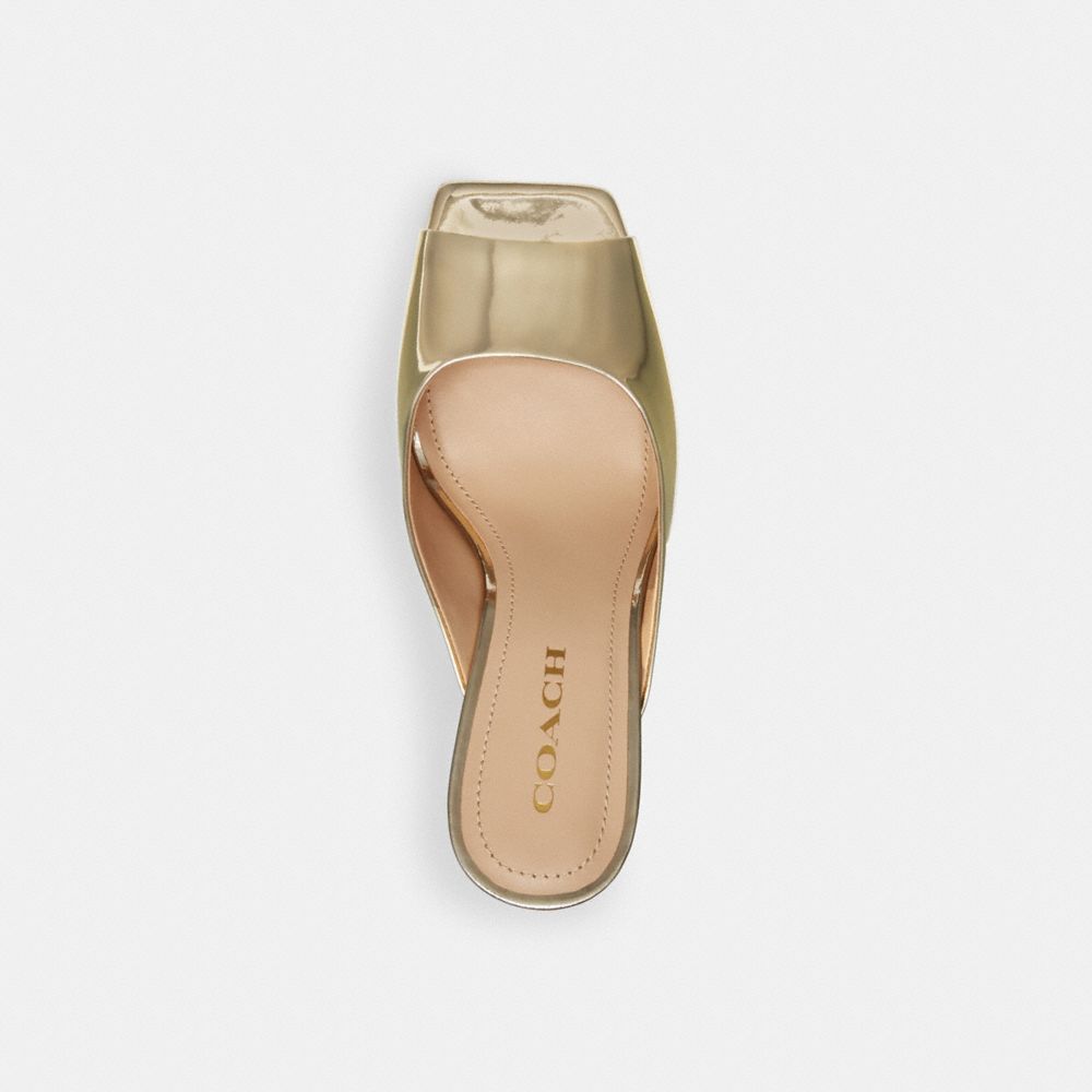 COACH®,LAURENCE SANDAL IN METALLIC,Leather,Gold,Inside View,Top View