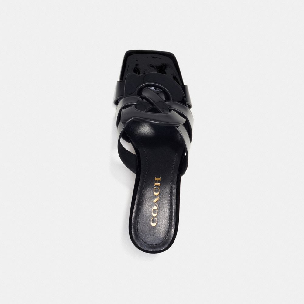 COACH®,TILLIE SANDAL,Cuir,Verni noir,Inside View,Top View