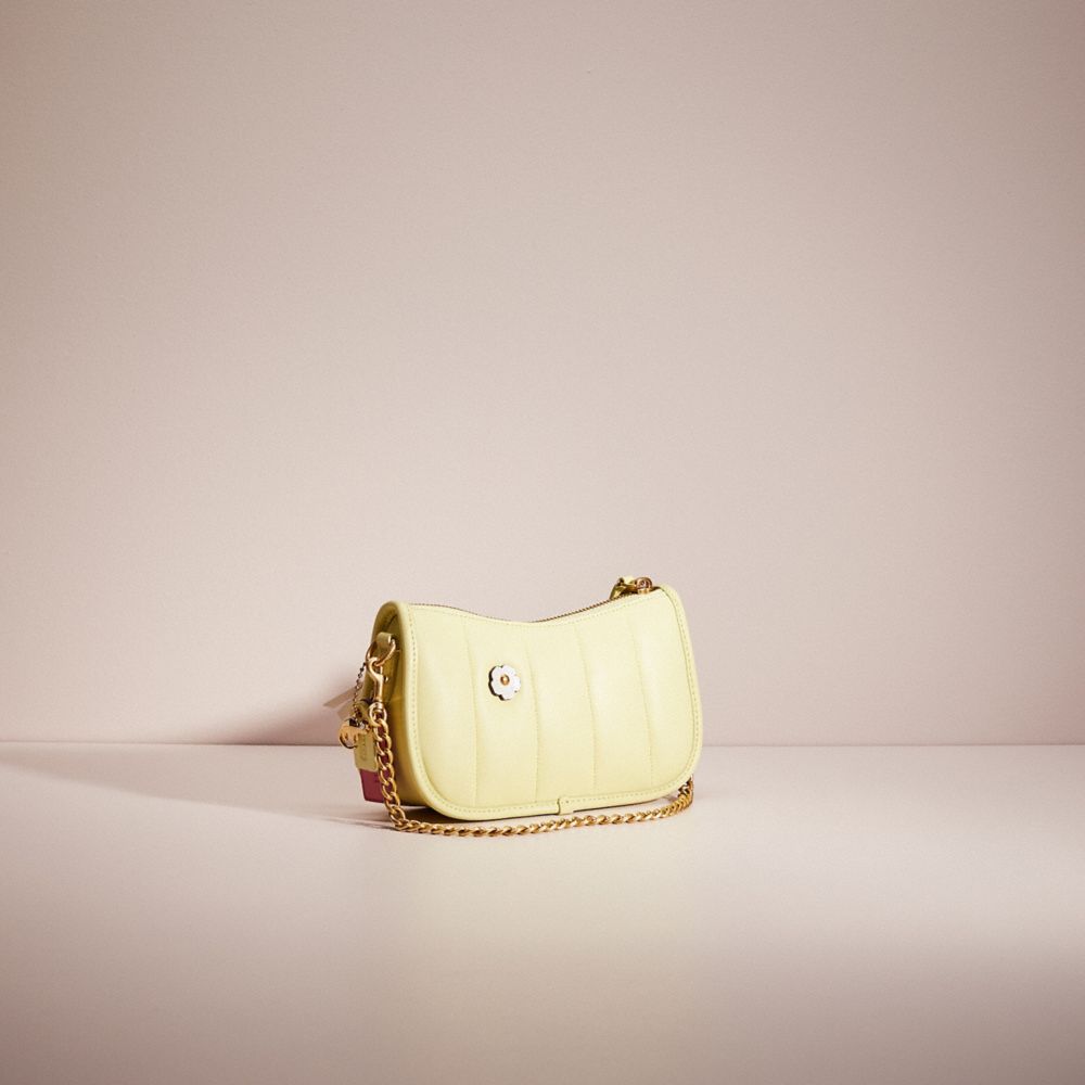 COACH®,UPCRAFTED SWINGER 20 WITH QUILTING,Nappa leather,Mini,Brass/Pale Lime,Angle View