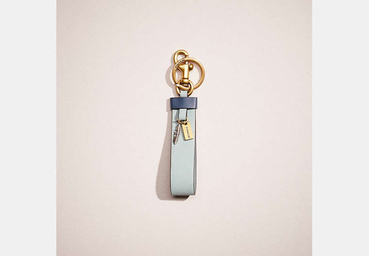 COACH®,REMADE KEY CHAIN WITH CHARM,Blue Multi,Front View