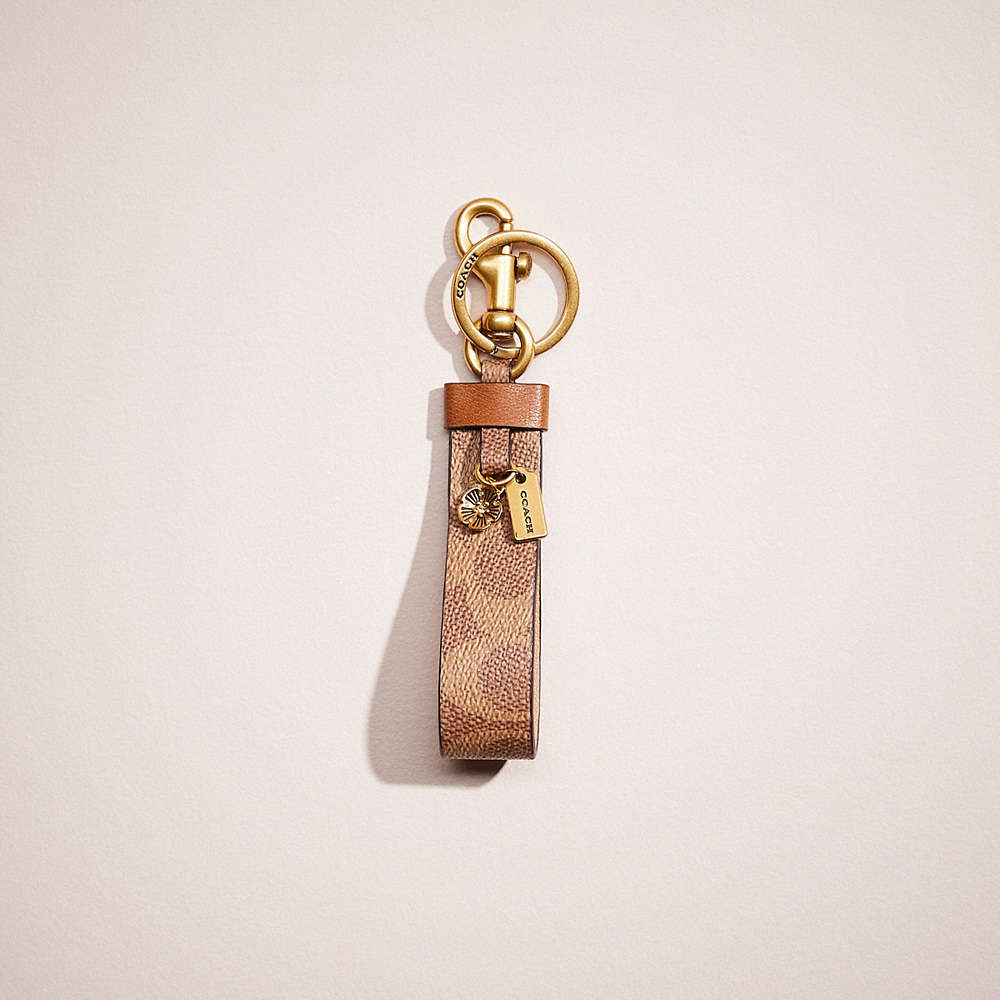 Coach Remade Key Chain With Charm In Tan