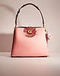 COACH®,UPCRAFTED WILLOW SHOULDER BAG IN COLORBLOCK,Polished Pebble Leather,Medium,Brass/Candy Pink Multi,Front View