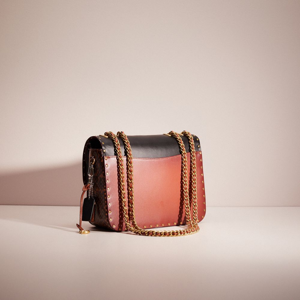 Upcrafted Madison Shoulder Bag In Signature Canvas With Rivets And Snakeskin Detail