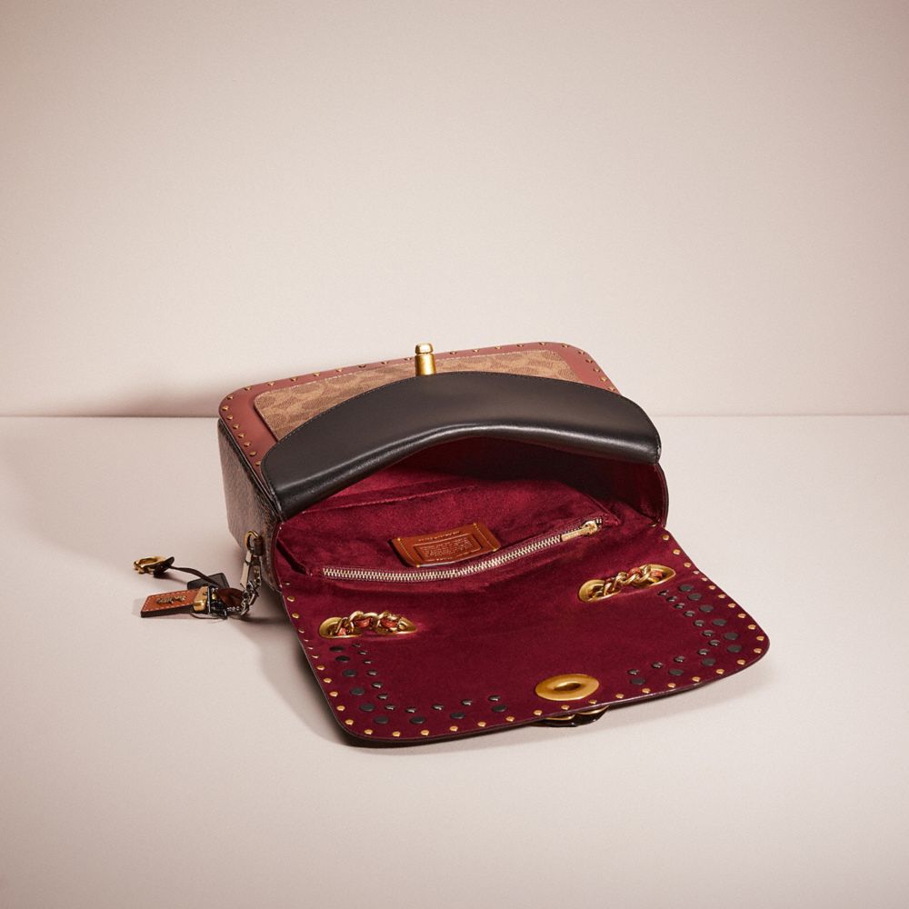 Upcrafted Madison Shoulder Bag In Signature Canvas With Rivets And Snakeskin Detail